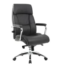 Кресло из натуральной кожи  PREMIUM "Phaeton EX-502", хром, черное